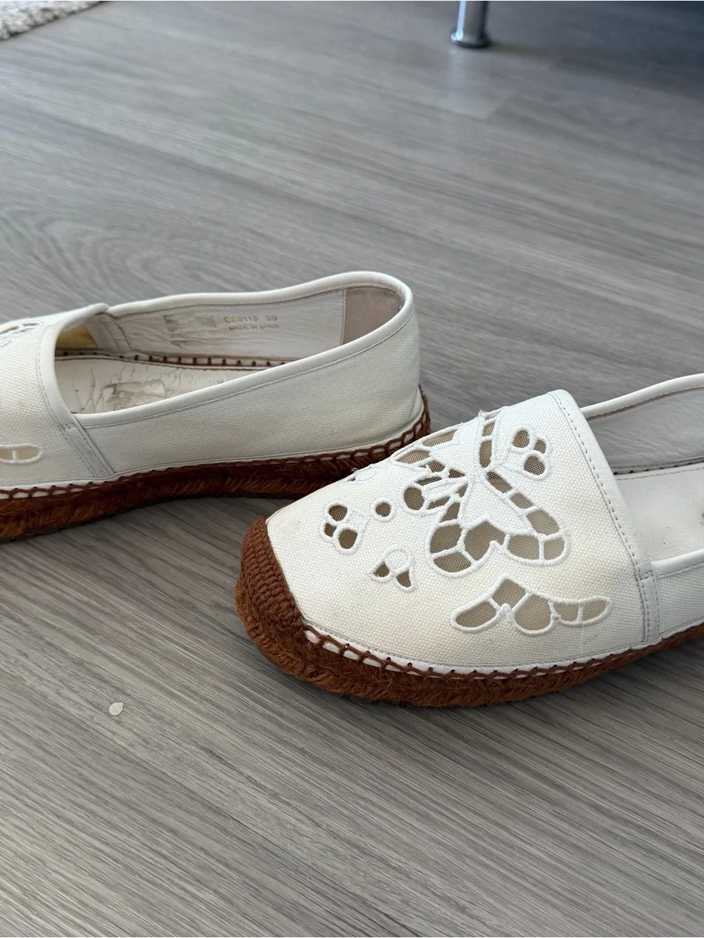 Dolce & Gabbana White Canvas Cutout Espadrille Slip-Ons